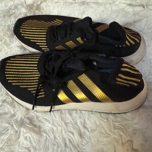 Adidas Black and Gold Sneakers